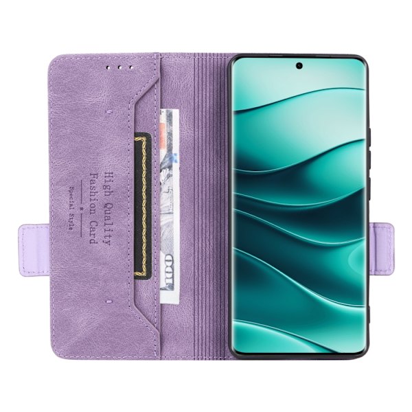 Redmi Note 14 Pro / Note 14 Pro+ 5G Magnetisk Låsfunktion Läderfodral Purpur