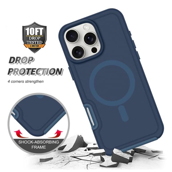 iPhone 16 Pro Shockproof MagSafe Armor PC Hybrid TPU Skal Bläckblå