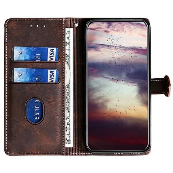 Redmi Note 14 Pro 4G - Magnetisk Läderfodral med Skinnkänsla och Spänne Brun