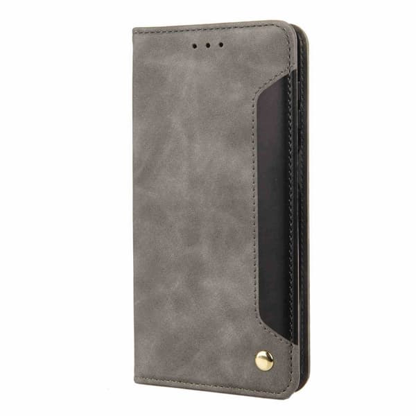 iPhone 16 Pro Max Skal Spaltad Läder Fodral - Elegant och Skyddande Design Grå