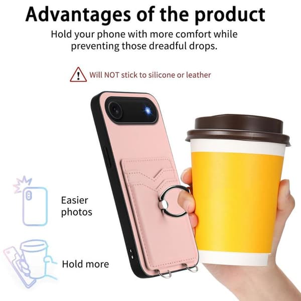 iPhone 17 Air Ring Card Holder Skal Rosa