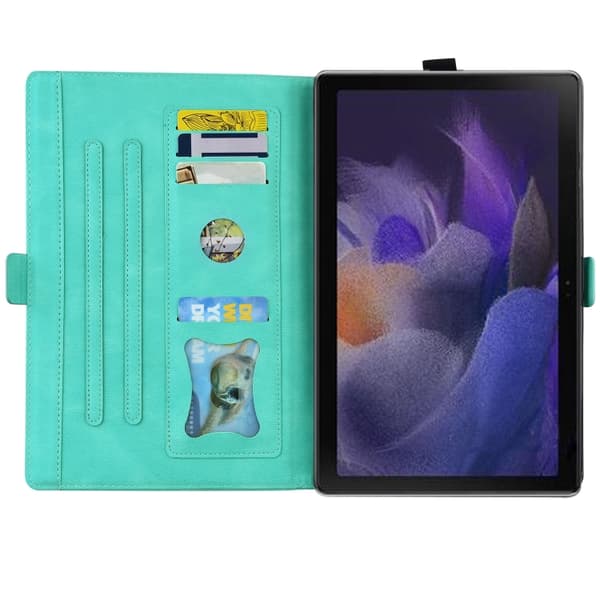 Samsung Galaxy Tab A9+ / A11+ Kärleksfjäril Prägling Läderfodral Mintgrön