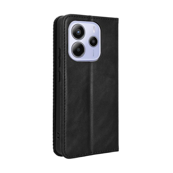 Redmi Note 14 4G - Magnetisk Spänne Retro Textur Läder fodral EU-version Svart