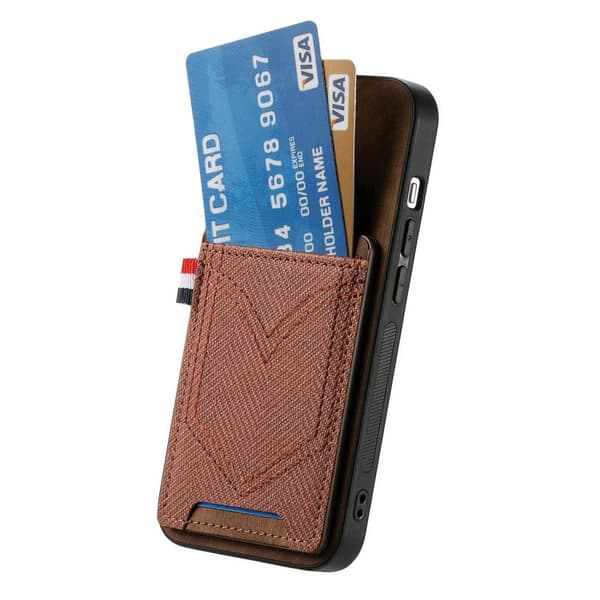 iPhone 17 Pro Max Skal - denimtextur med kortfack Brun