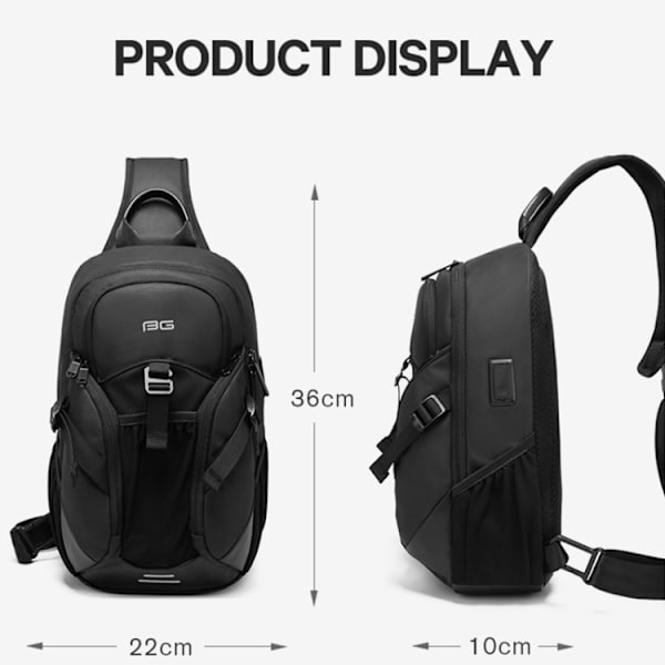 Bange BG-77120 Vattentät Crossbody Bröstväska för Män med USB-port
