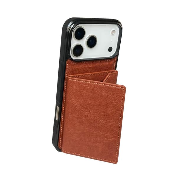 iPhone 18 Pro / iPhone 17 Pro Skal med Solid Färg och Metallspänne för Kortfack Brun