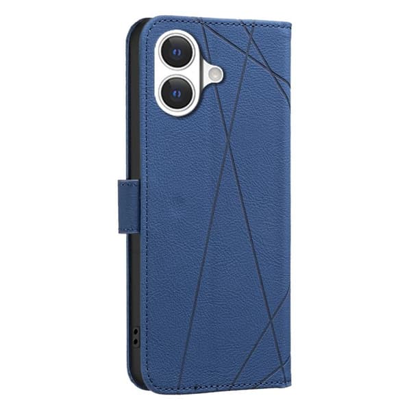 iPhone 17 Skal läderfodral med geometriskt mönster Blå