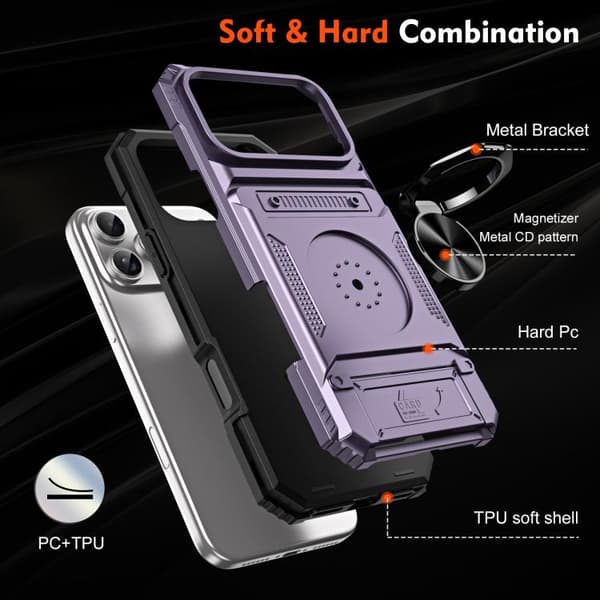 iPhone 18 Pro Max / iPhone 17 Pro Max Skal TPU+PC Stötsäker med Metallringhållare Purpur