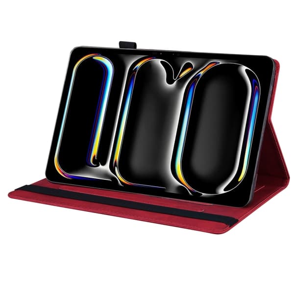 iPad Pro 11 2024 Skal i Splicing Stötsäker Läderfodral Röd