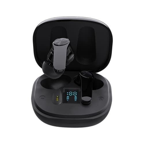 XT18 TWS Trådlösa Bluetooth 5.0 Tung Bas Hörlurar med Digital Display Svart