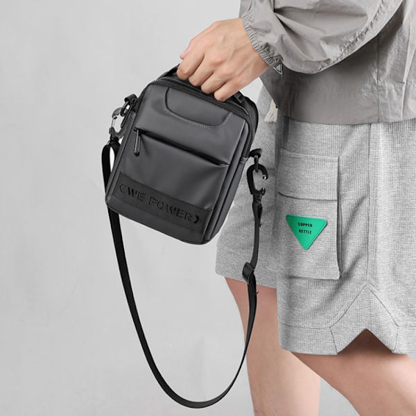 WEPOWER Enkel Herr Messenger Bag Kan Bär Bälte Hängande Väska Handhållen Axelväska Grå