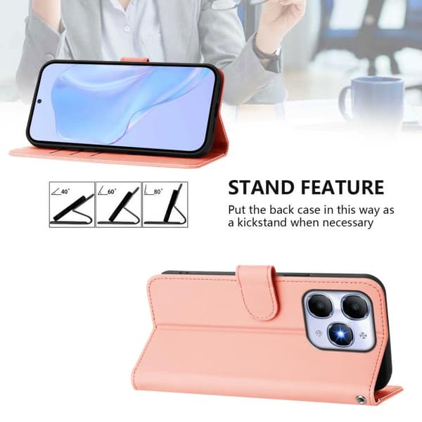 iPhone 18 Pro Max / iPhone 17 Pro Max Skal Läderfodral - Solid Färg med Lanyard Rosa