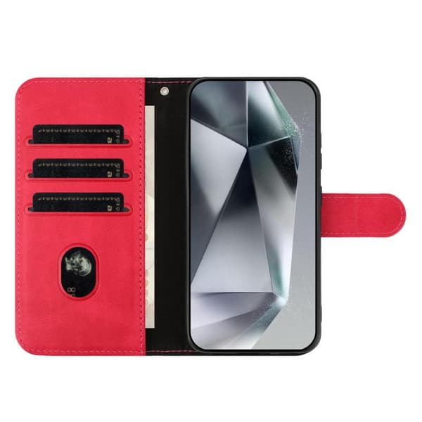 Redmi Note 14 Pro 4G - Dubbelvikts S-formad Läderfodral Rosröd