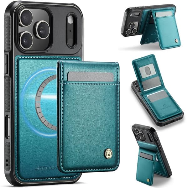 iPhone 18 Pro Max / iPhone 17 Pro Max Skal JEEHOOD Britisk Stil RFID MagSafe Kortväska PU Grön