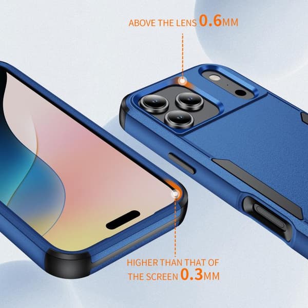 iPhone 18 Pro Max / iPhone 17 Pro Max Skal - Stötabsorberande TPU + PC Kungsblå + Svart