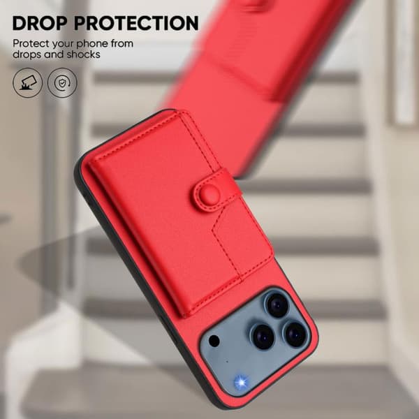 iPhone 17 Pro Skal med RFID-säkerhet och kortfack Röd