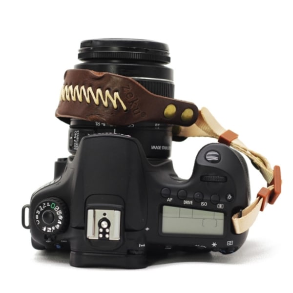 Zeku Retro Läder SLR handledsrem Anti-drop Kamer handledsrem utan kamera Kaffe