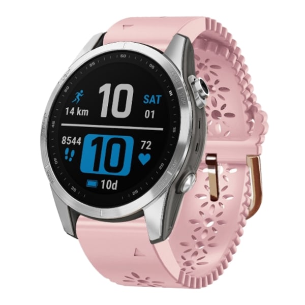 För Garmin Fenix ​​7S 20mm Lady's Silicone Watch Band med spetsstans Pink