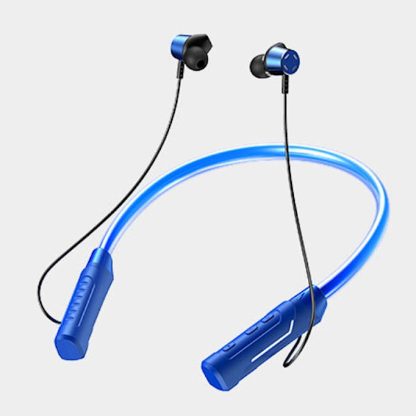 JG4 Blinkande LED Halsmonterade Stereo Bluetooth Trådlösa Öronproppar Blå