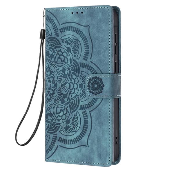 Redmi Note 14 Pro 4G - Mandala Prägad Retro Frostad Läderfodral Blå