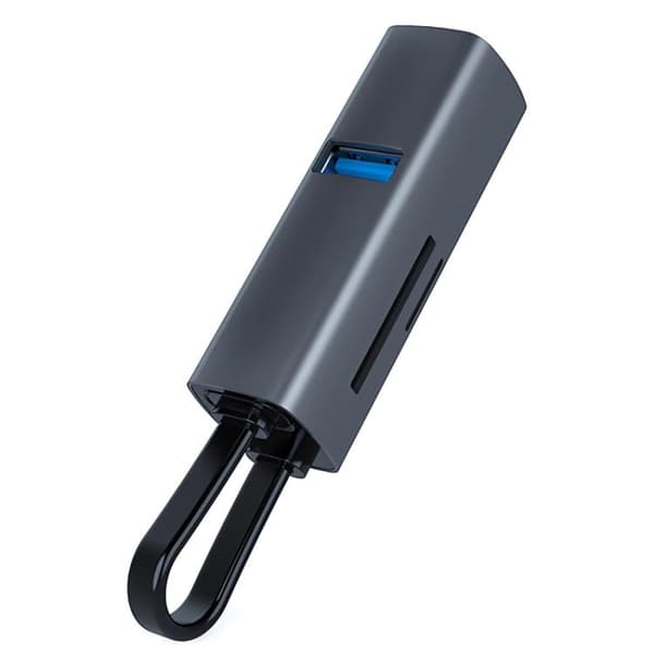 Typ-C till USB3.0, Dubbel USB2.0, SD, TF Kort Bärbar Multifunktionell Dockningsstation Hub Adapter (Grå)
