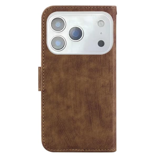iPhone 18 Pro Max / iPhone 17 Pro Max Skal läderfodral med liten tigerprägling Brun