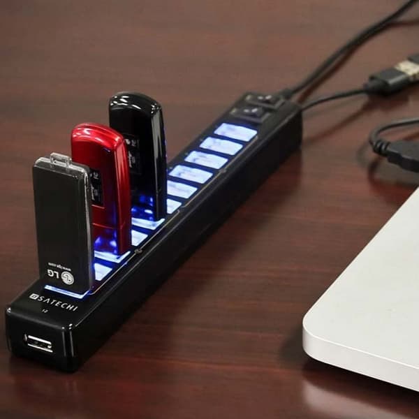 12-Port USB 2.0 Hub för Bärbara Datorer / Netbooks (Svart)