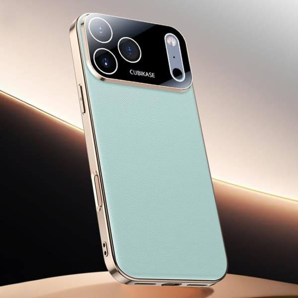 iPhone 18 Pro / iPhone 17 Pro Skal med lädertextur och kylfunktion Cyanblå