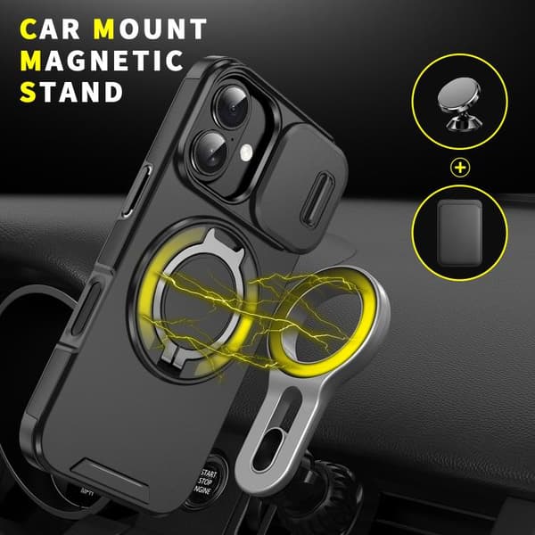 iPhone 17 Skal med Sliding Camshield Ring Holder Svart