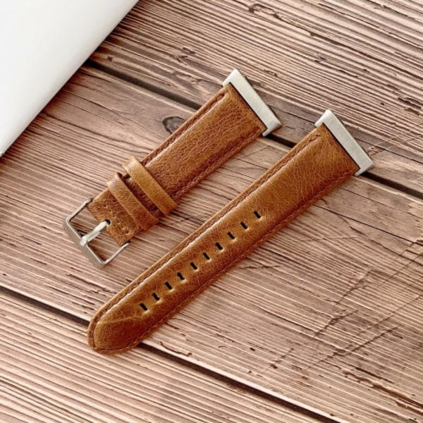 För OPPO Watch 41mm Crazy Horse Texture Leather Watch Band Brown