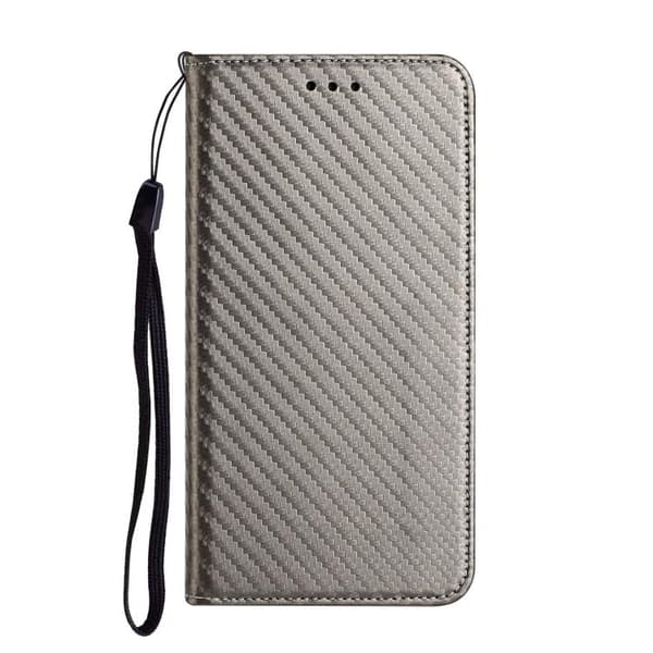 Redmi Note 14 5G - Magnetisk Flip Läderfodral med Kolfibertextur Grå