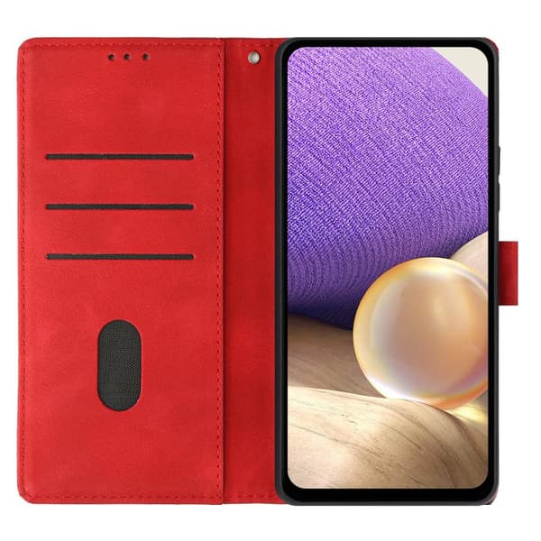 Redmi A5 4G - Triangulär Prägling Läderfodral Röd