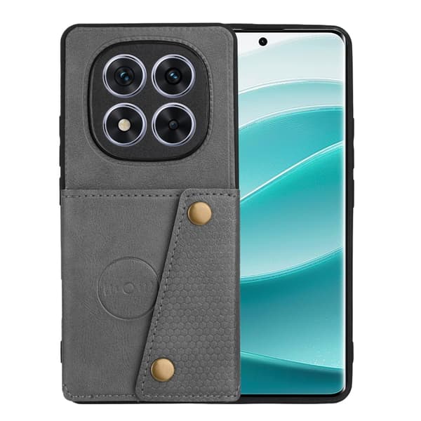Redmi Note 14 Pro 5G - Magnetiskt Mobilskal med Dubbel Spänne och Kortfack Grå