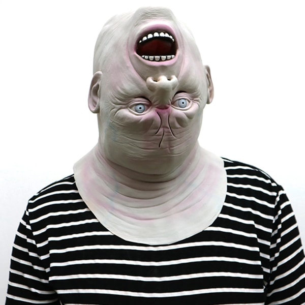 Halloween Reverse Old Man Zombie Helhuvud Mask Skrämmande Alien Devil Latex Mask Kostym Party Cosplay Prop