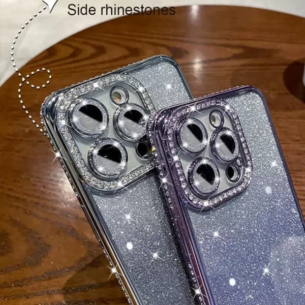 iPhone 16 Pro Skal med Diamant Gradient Glitter TPU - Skydda din telefon med stil! Gradient rosa