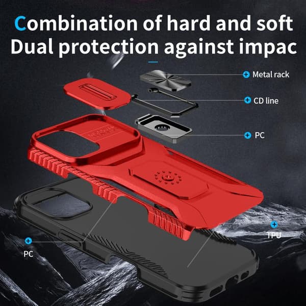 iPhone 17 Skal med Sliding Camshield Holder Röd
