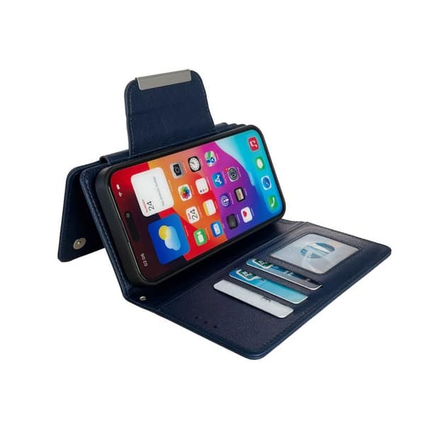 iPhone 18 Pro Max / iPhone 17 Pro Max Skal Läderfodral med Multifunktionell 7-Korts Fack Kunglig blå