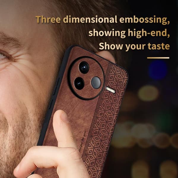 Redmi K80 - 3D Prägad Skinnkänsla Mobilskal Svart