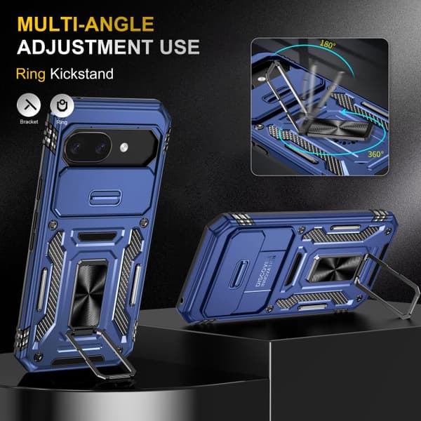 för Pixel 9a Skal med Armor PC + TPU Kameraskydd Marinblå