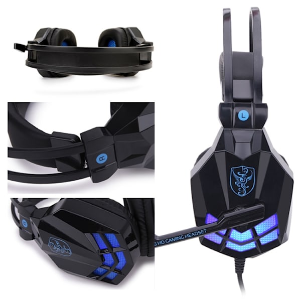 Soyto SY850MV Luminous Gaming Headset för USB röd blå