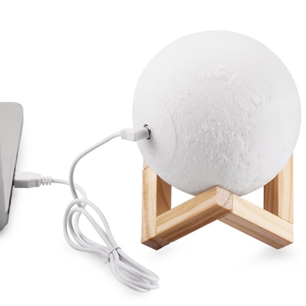 Anpassad klappad 3-färgad 3D-utskriftslampa USB-laddning energibesparande LED-nattlampa med träbas, diameter: 10 cm