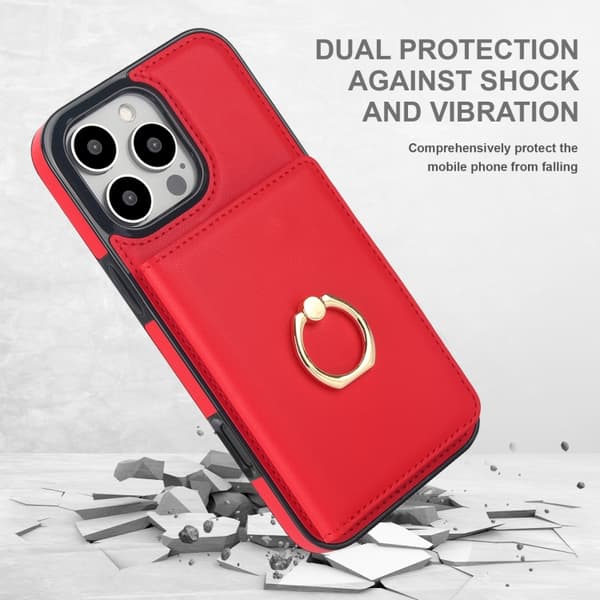 iPhone 16 Pro RFID Antistöld Kort Ringhållare Skal Röd