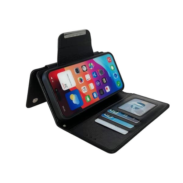 iPhone 18 Pro Max / iPhone 17 Pro Max Skal Läderfodral med Multifunktionell 7-Korts Fack Svart