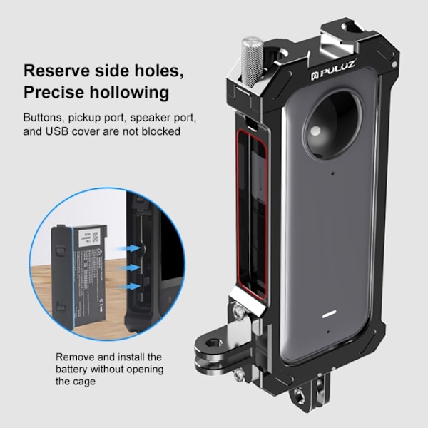 For Insta360 X3 Metal Protective Cage Rig Housing Frame med Expand Cold Shoe Base & Tripod Adapter
