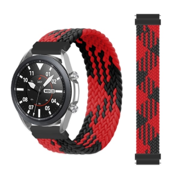 För Garmin Vivoactive 3 Justerbar Nylon flätad Elasticity Watch Band Red Black 155mm