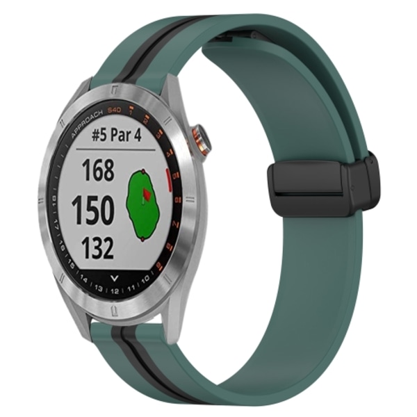 För Garmin Approach S40 20 mm vikbart magnetlås i watch Olive Green - Black