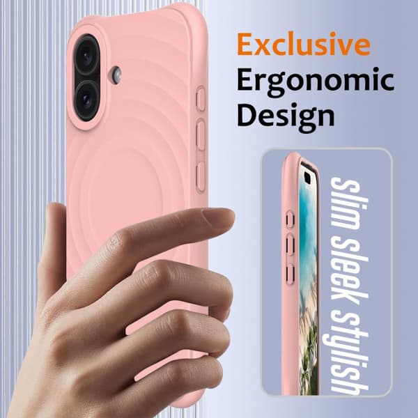 iPhone 17 Skal - vågtextur med MagSafe - Flytande silikon Rosa