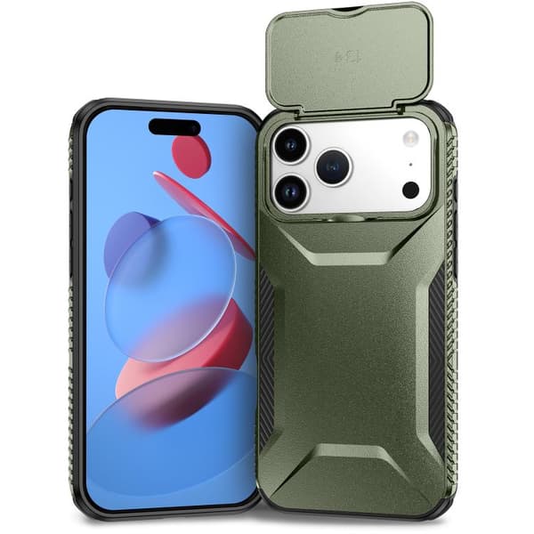 iPhone 18 Pro / iPhone 17 Pro Skal med Glidande Camshield Alpingrön