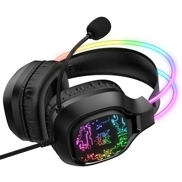 ONIKUMA X22 USB + 3,5 mm färgglatt trådbundet spelheadset med mikrofon Svart