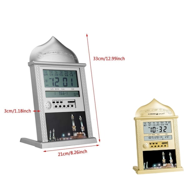 Skrivbordsunderlägg Perpetual Calendar Alarmklocka LCD-display Påminnelse Böne klocka (Guld)